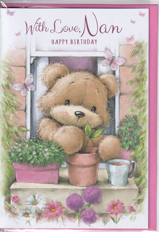 Teddybear With Love Nan Happy Birthday Card - Simon Elvin