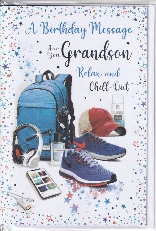 For You Grandson Relax And Chill-Out Birthday Card - Simon Elvin