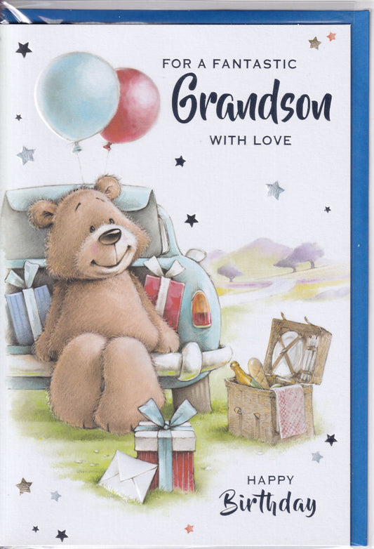 For A Fantastic Grandson With Love Happy Birthday Card - Simon Elvin