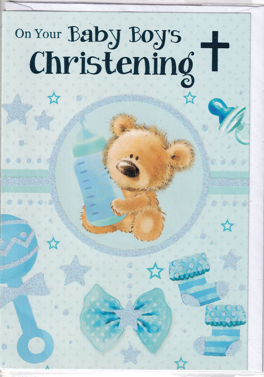 On Your Baby Boy's Christening Card - Silverline