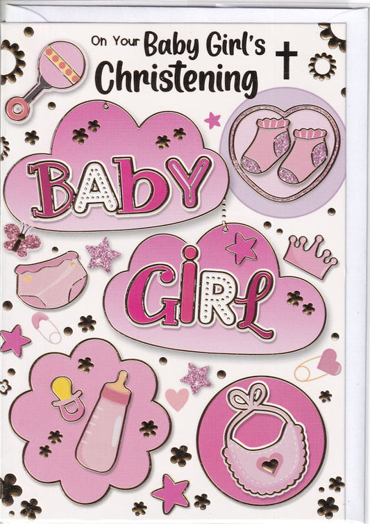 Christening Of Your Baby Girl Card - Silverline