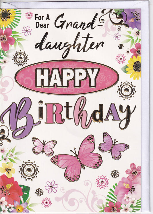 Dear Grand-Daughter Happy Birthday Card - Silverline