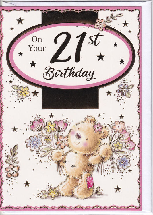 21st Birthday Card - Silverline