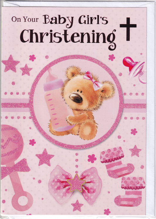On Your Baby Girl's Christening Card - Silverline