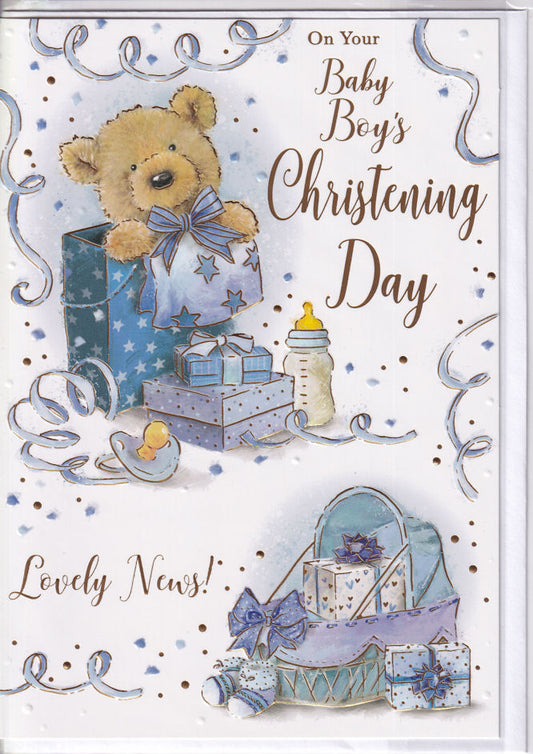 On Your Baby Boy's Christening Day Card - Xpress Yourself