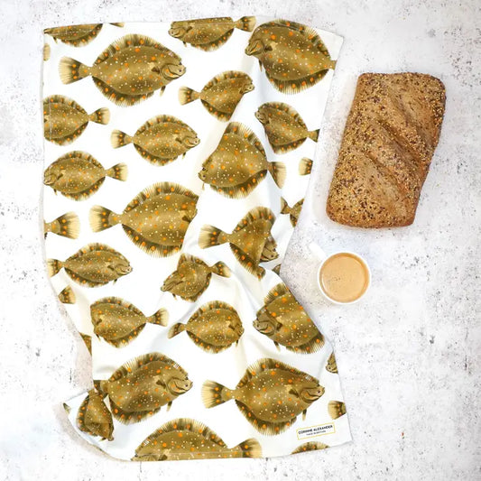 Plaice Fish Cotton Designer Tea Towel - Corinne Alexander