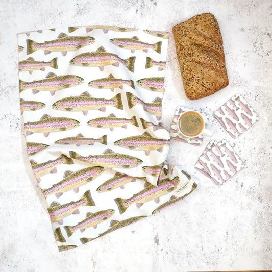 Rainbow Trout Fish Cotton Kitchen Tea Towel - Corinne Alexander