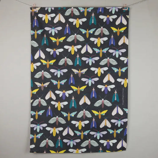 Dark Moths Cotton Tea Towel - Maggiemagoo Designs