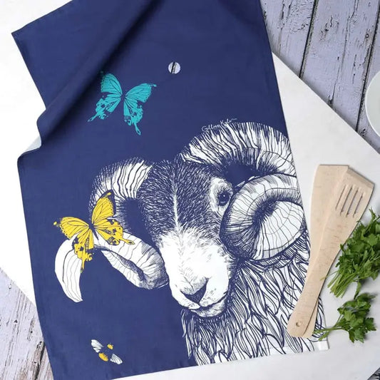 Blackface Ram Sheep Cotton Tea Towel - Gillian Kyle