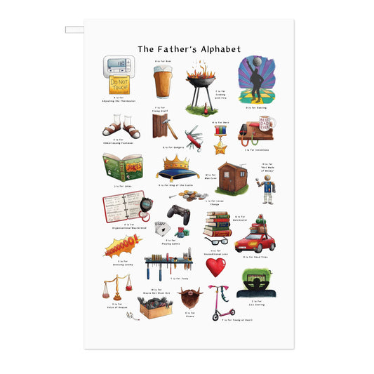 The Father's Alphabet Cotton Tea Towel - Yeti Cards And Gifts