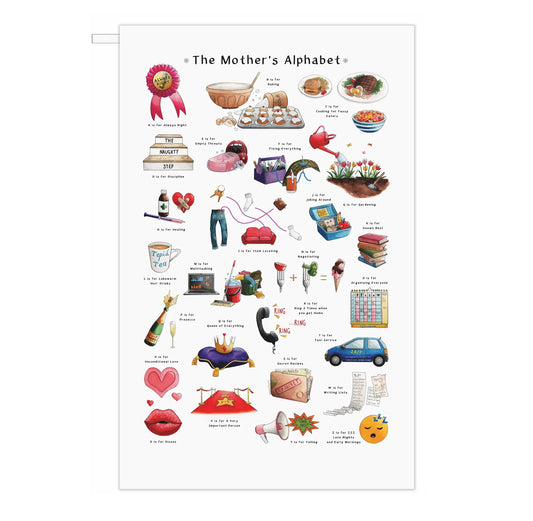 The Mother's Alphabet Cotton Tea Towel - Yeti Cards And Gifts