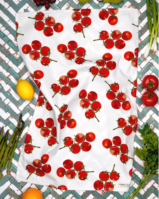 Tomatoes Cotton Kitchen Tea Towel - Corinne Alexander