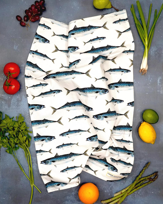 Mackerel Fish Cotton Tea Towel - Corinne Alexander