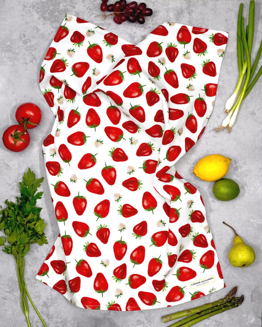 Strawberry Fruit Cotton Kitchen Tea Towel - Corinne Alexander