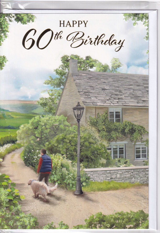 60th Birthday Walk The Dog Card