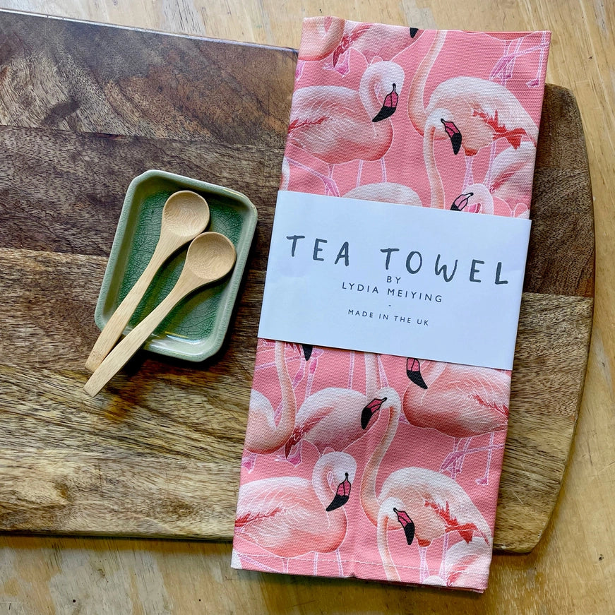 Pink Flamingos Designer Tea Towel - Lydia Meiying