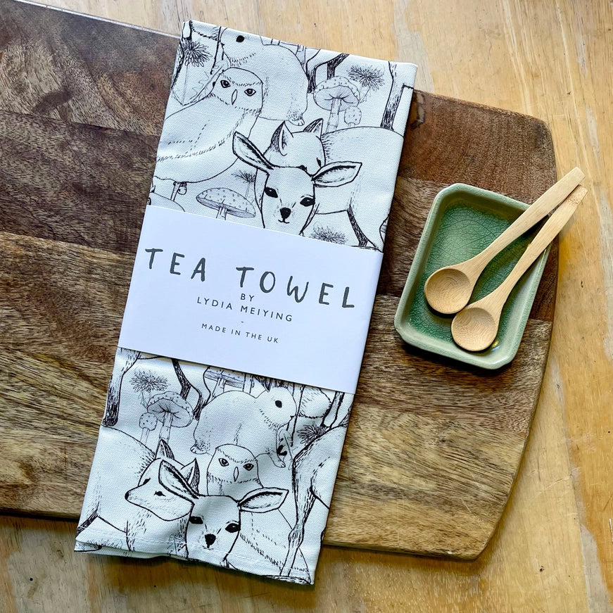 Woodland Animals Designer Tea Towel - Lydia Meiying