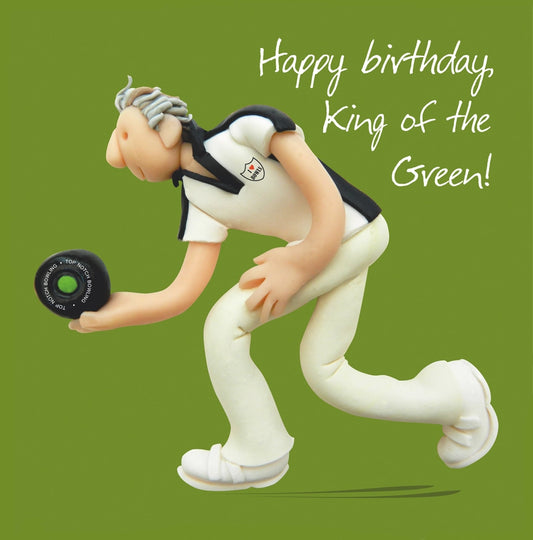 Bowls King Of The Green! Male Happy Birthday Card - Holy Mackerel