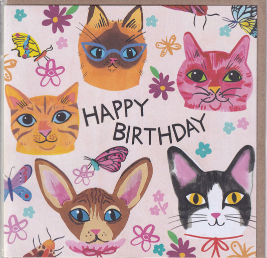 Cute Cats Happy Birthday Card - Earlybird Designs