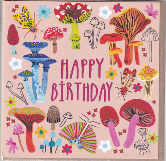 Mushrooms Happy Birthday Card - Earlybird Designs