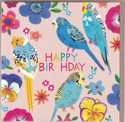 Budgies Happy Birthday Card - Earlybird Designs