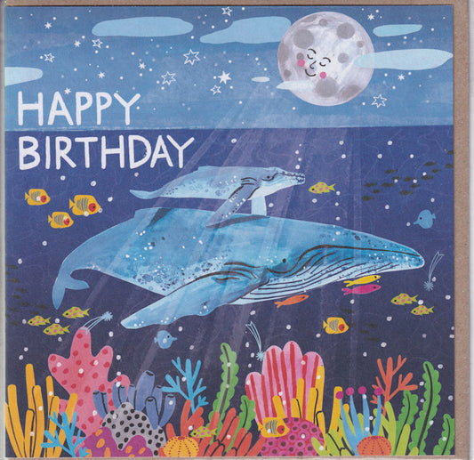 Whales Happy Birthday Card - Earlybird Designs