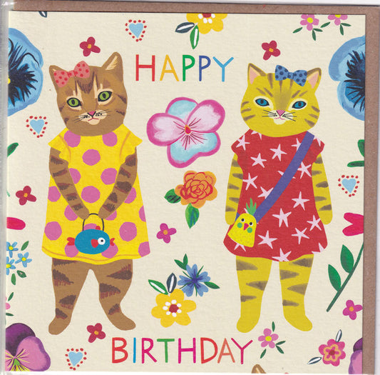 Kitsch Kittens Happy Birthday Card - Earlybird Designs