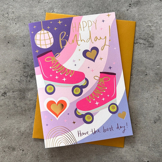 Roller Skates Happy Birthday! Card - Jessica Hogarth