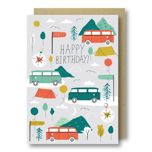Campervans Happy Birthday! Card - Jessica Hogarth