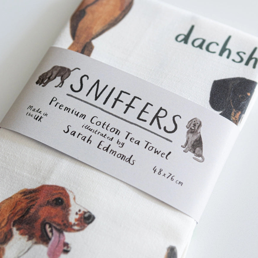 Sniffers Dogs Cotton Tea Towel - Sarah Edmonds
