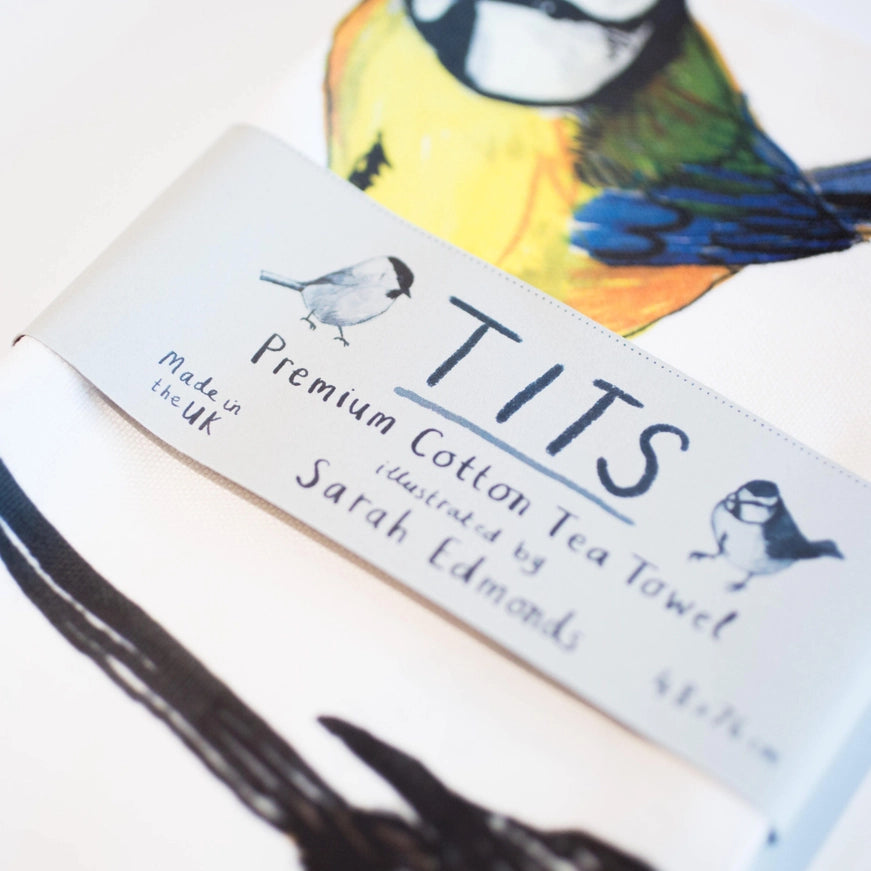 Tits Garden Birds Cotton Tea Towel - Sarah Edmonds