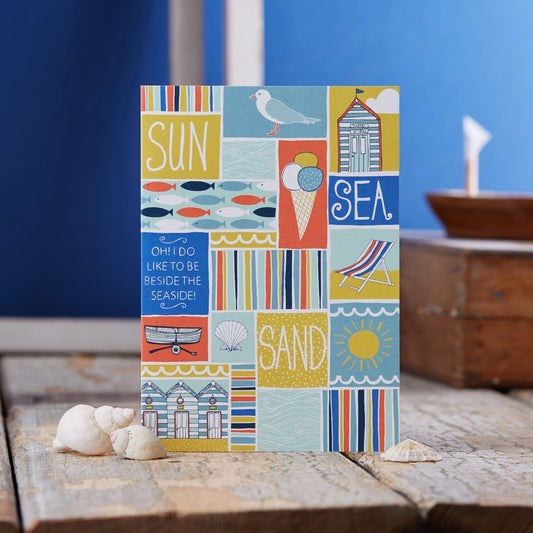 Coastal Patchwork Greetings Card - Jessica Hogarth