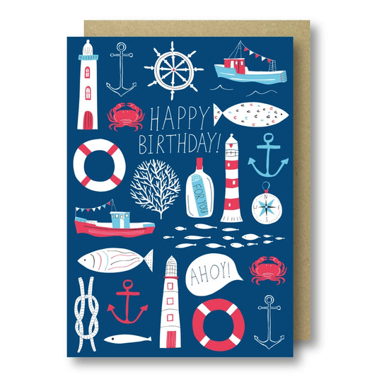 Coastal Seaside Birthday Card - Jessica Hogarth