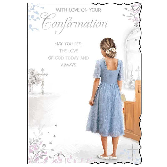 Girl With Love On Your Confirmation Day Card - Out Of The Blue