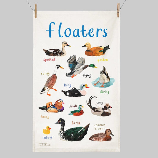 Floaters Duck Birds Cotton Tea Towel - Sarah Edmonds