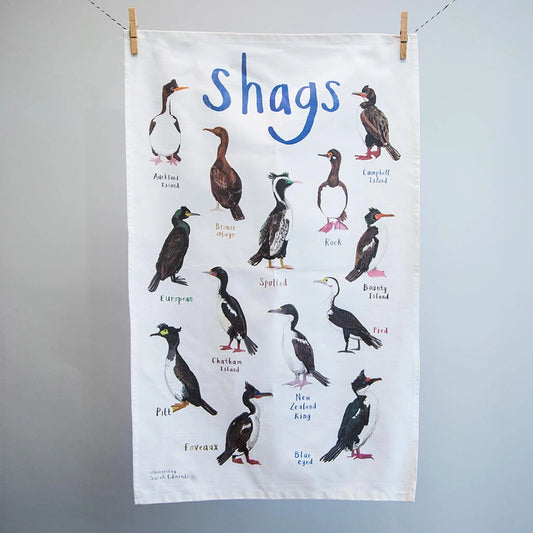 Shags Coastal Birds Cotton Tea Towel - Sarah Edmonds