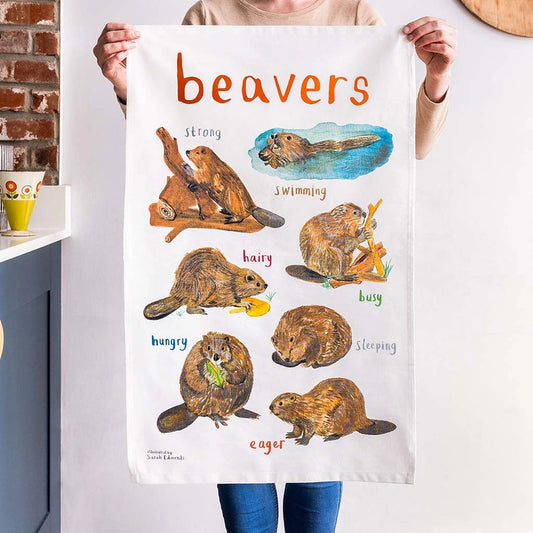 Beavers Cotton Tea Towel - Sarah Edmonds