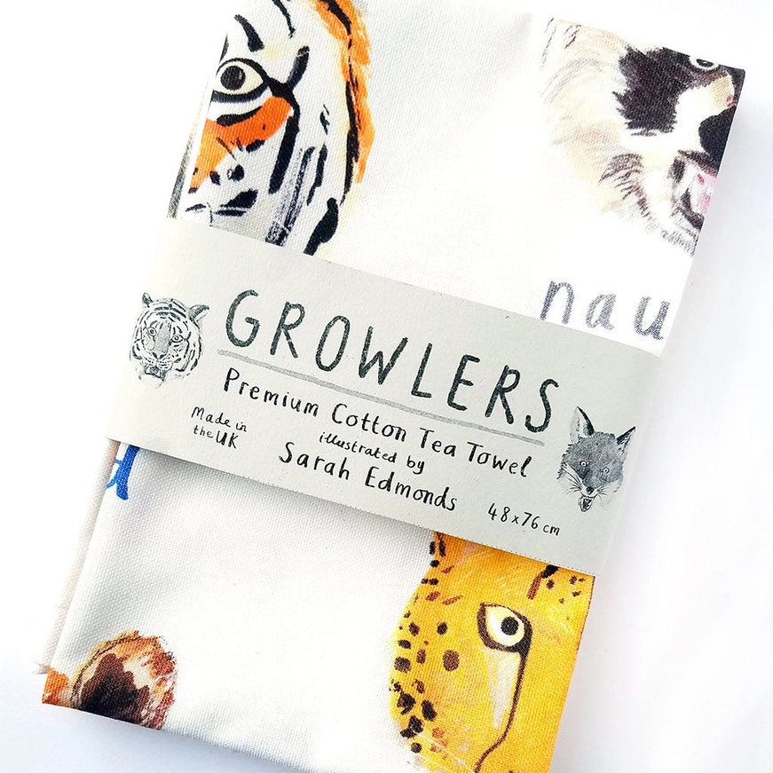 Growlers Animals Cotton Tea Towel - Sarah Edmonds