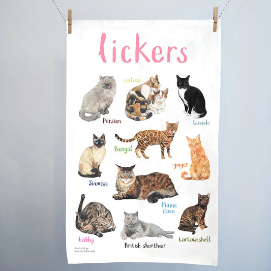 Lickers Cats Cotton Tea Towel - Sarah Edmonds